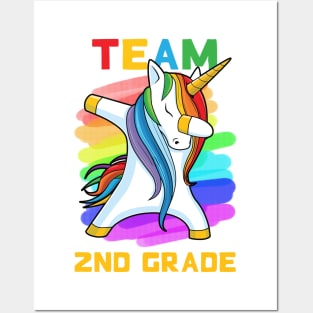 Team 2ND GRADE Unicorn Dabbing Gift Back To School Posters and Art